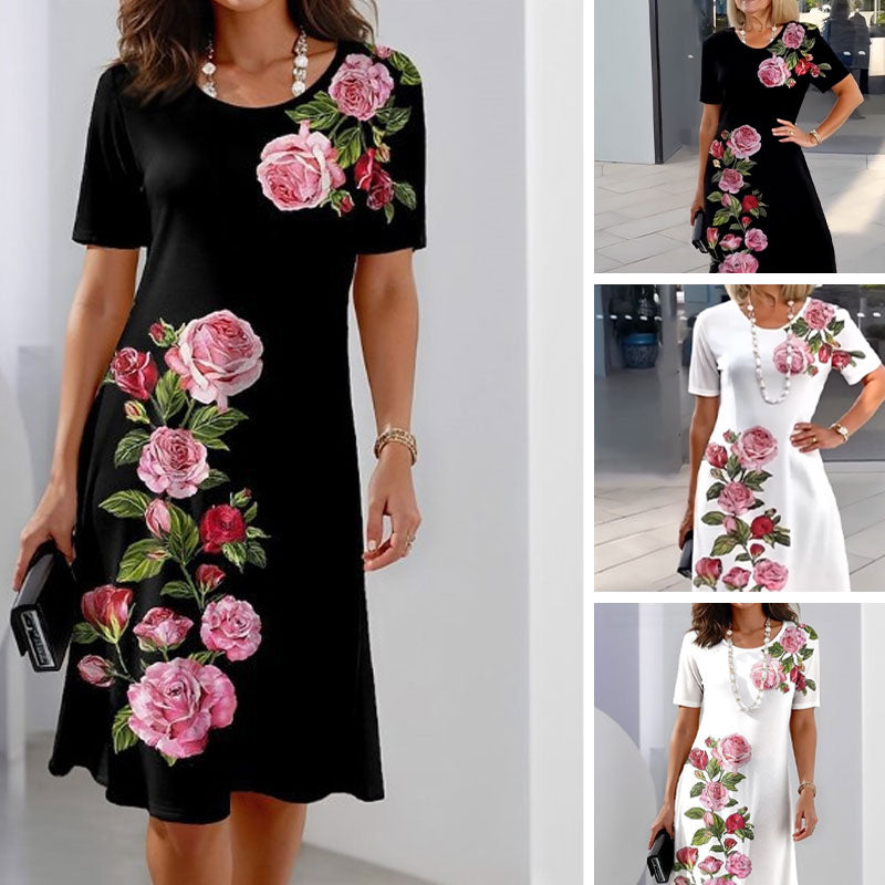 Rose Bloom Short Sleeve Dress