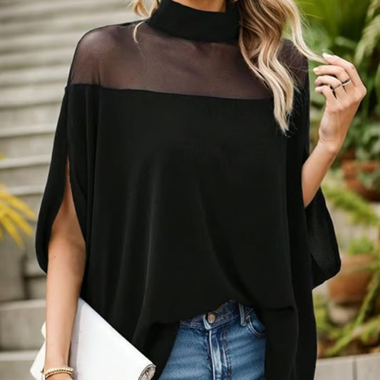 🥳SUMMER HOT SALE💞Women's Casual High-neck Batwing Blouse