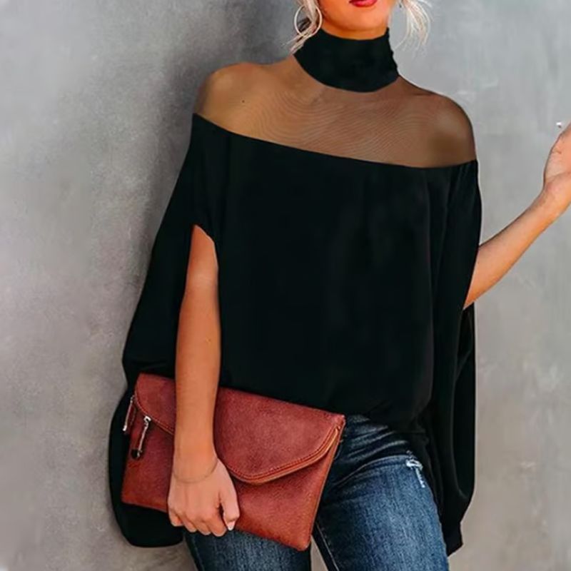 🥳SUMMER HOT SALE💞Women's Casual High-neck Batwing Blouse