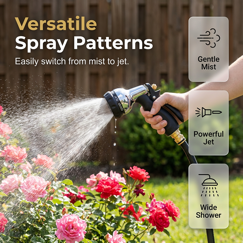 🔫 Heavy-Duty Metal Garden Hose Nozzle | Solid Brass & Zinc Sprayer for High-Pressure Watering
