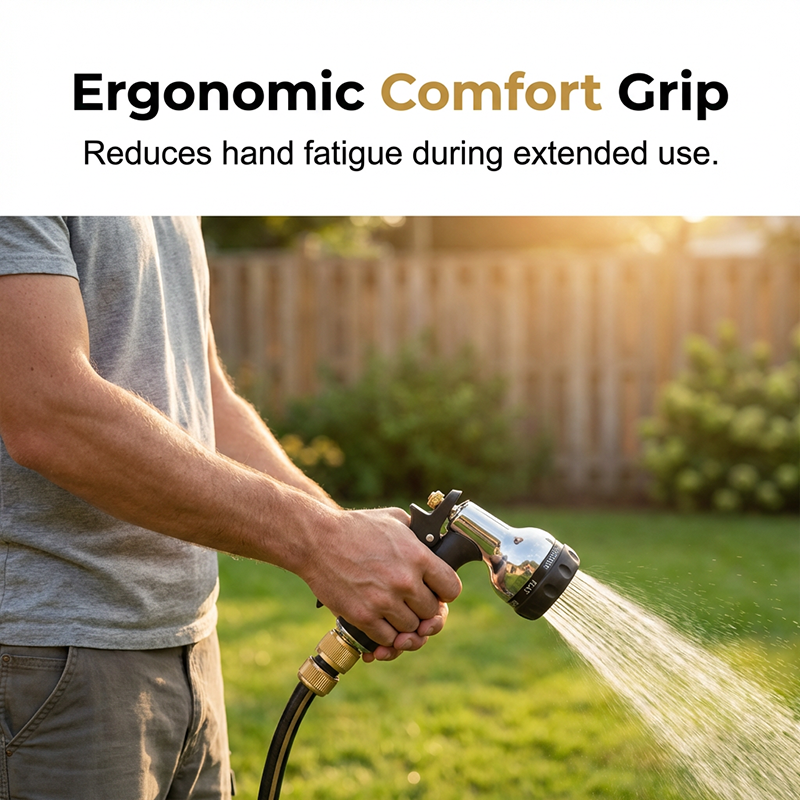 🔫 Heavy-Duty Metal Garden Hose Nozzle | Solid Brass & Zinc Sprayer for High-Pressure Watering