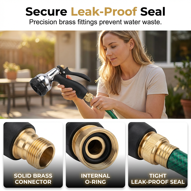 🔫 Heavy-Duty Metal Garden Hose Nozzle | Solid Brass & Zinc Sprayer for High-Pressure Watering