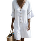 🔥Limited-time offer-Women's Summer V-Neck Jumpsuit with Bell Sleeves
