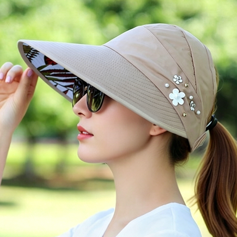 🌞Summer Hot Sale $19.99！💇‍♀️Foldable Wide Brim Sun Hat with Ponytail Hole