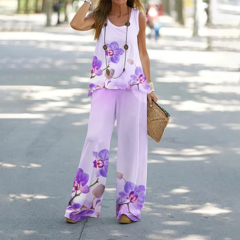 Women's Sleeveless Top & Wide-Leg Pants Set