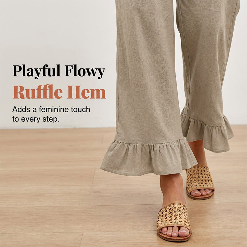 Boho Style Ruffle Trim Lounge Pants for Women
