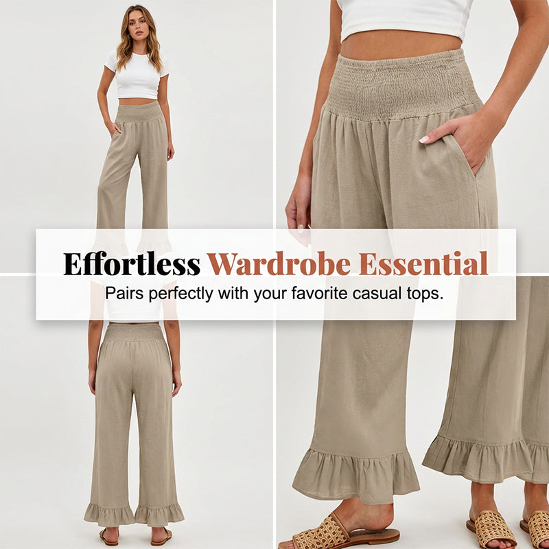 Boho Style Ruffle Trim Lounge Pants for Women