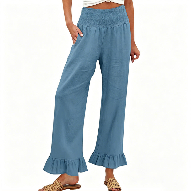 Boho Style Ruffle Trim Lounge Pants for Women