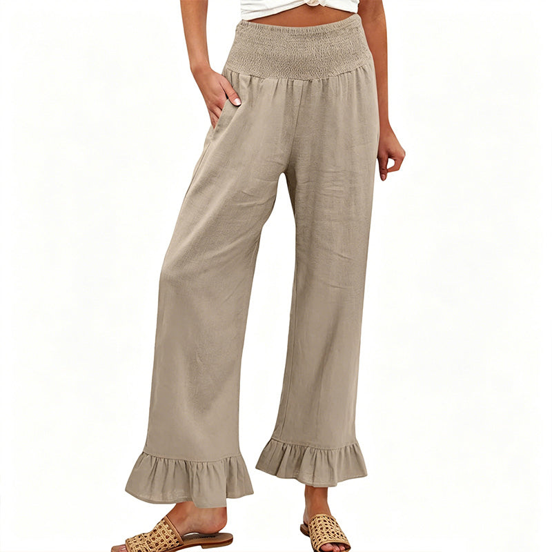 Boho Style Ruffle Trim Lounge Pants for Women