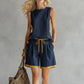 Casual Color-Block Sleeveless Top & Shorts 2-Piece Set