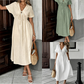 👗 50% OFF NOW! 🌸 Women's Summer V-Neck Tie-Front Midi Dress – Empire Waist, Flowy A-Line & Breathable Cotton Blend ☀️