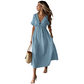 👗 50% OFF NOW! 🌸 Women's Summer V-Neck Tie-Front Midi Dress – Empire Waist, Flowy A-Line & Breathable Cotton Blend ☀️