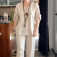 Women's Comfortable Roll-Tab Sleeve Loungewear Set