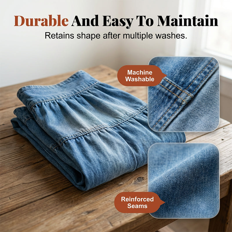 👗 Tiered Denim, Flattering A-Line Shape | Women's High-Waist Button Maxi Skirt