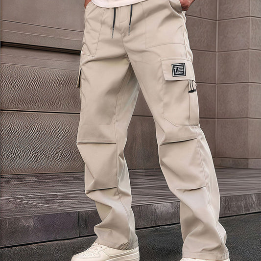 Multi-Pocket Straight-Leg Cargo Pants for Men