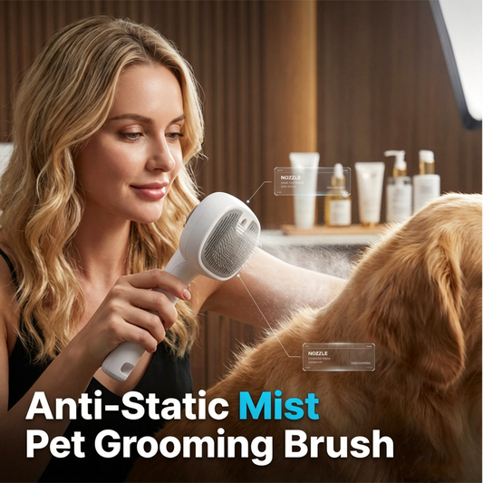 Pet Grooming Brush with Electronic Mist Spray
