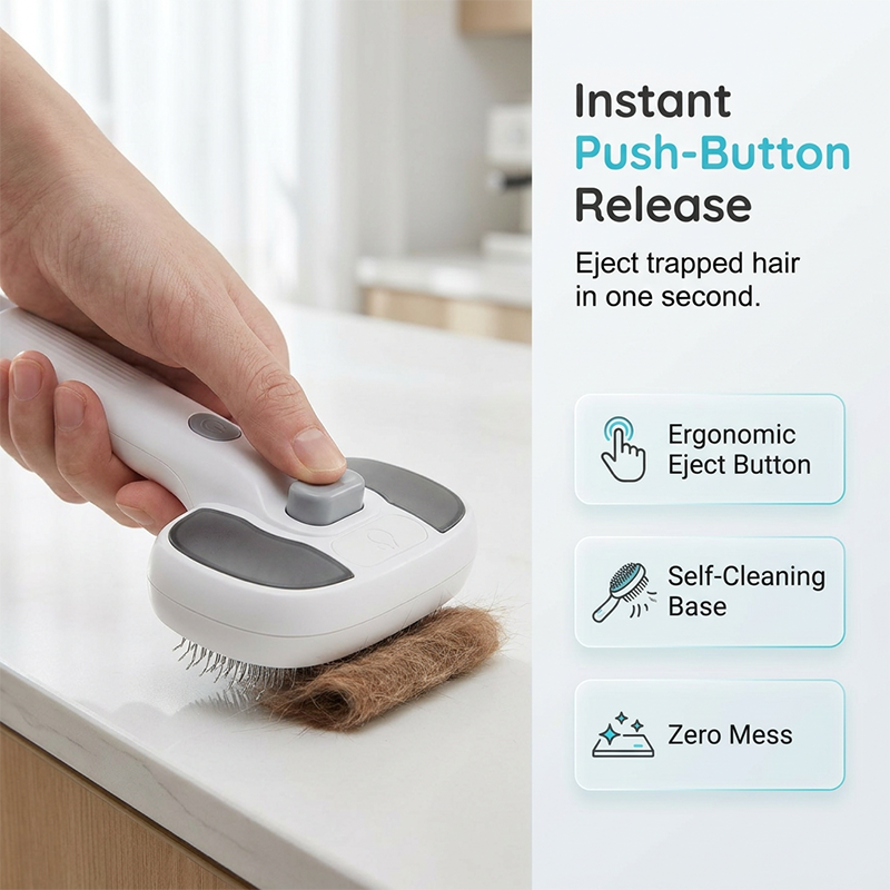 Pet Grooming Brush with Electronic Mist Spray