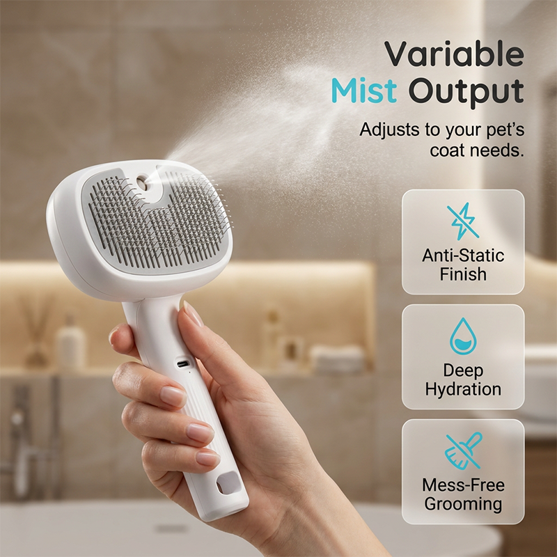 Pet Grooming Brush with Electronic Mist Spray