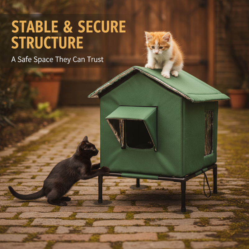 🐾 50% OFF 🔥 All-Weather Elevated Outdoor Cat House ✅ Waterproof & Warm Lined Shelter | Foldable Raised Design 🐱