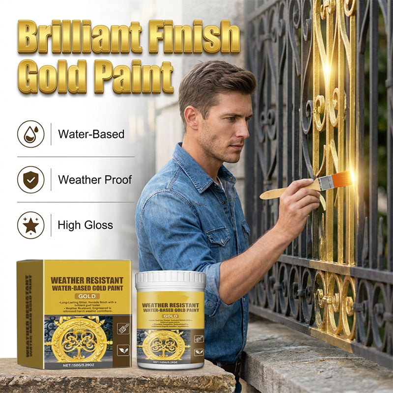 Weather-resistant, water-based gold paint