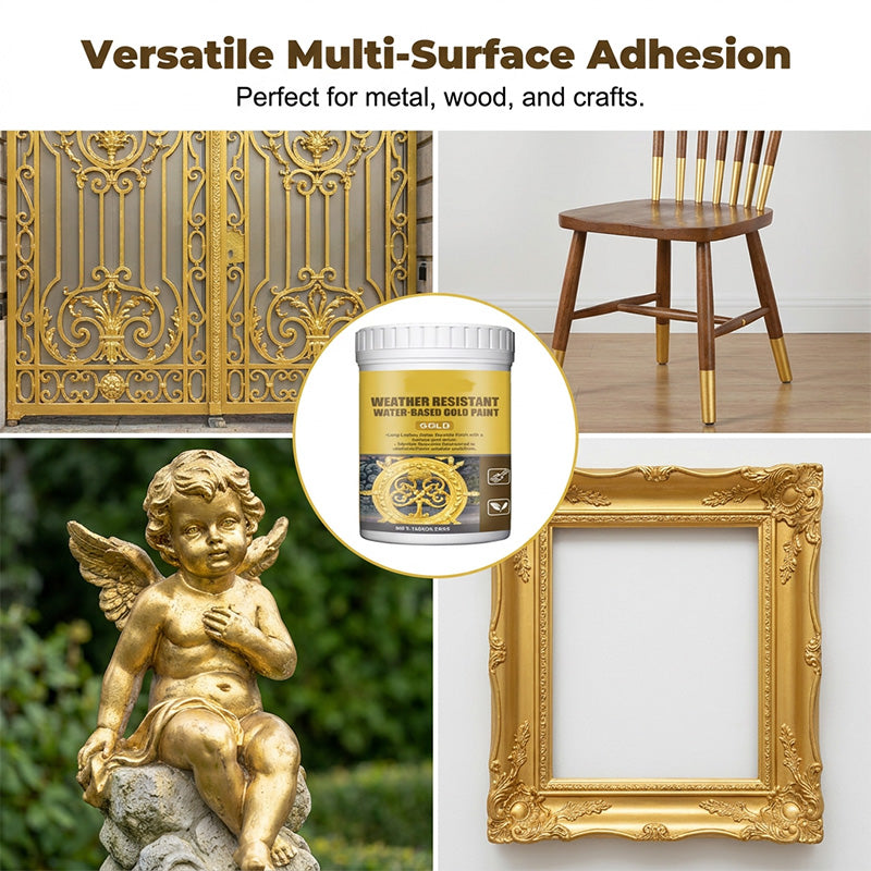 Weather-resistant, water-based gold paint