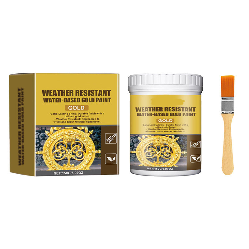 Weather-resistant, water-based gold paint