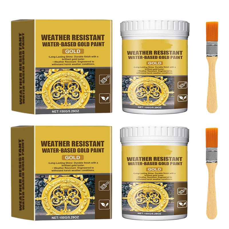Weather-resistant, water-based gold paint
