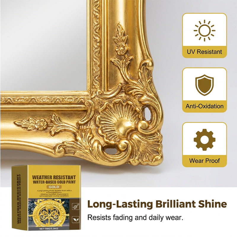 Weather-resistant, water-based gold paint
