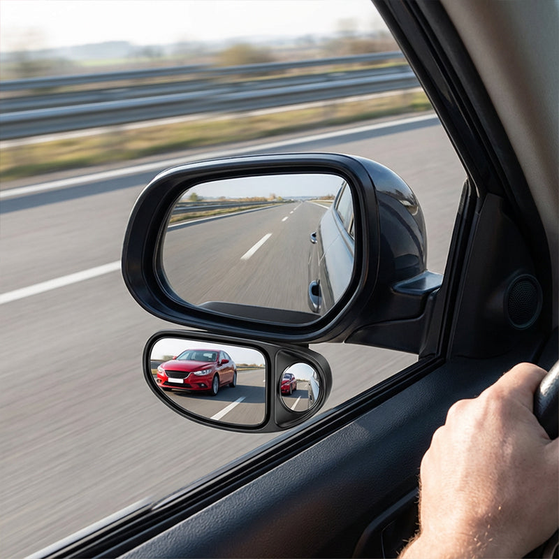 🚗 Blind Spot Mirror with Dual Wide View – 360° Adjustable, HD Glass, Weatherproof – Eliminate Curb Rash & Improve Parking Safety (1 or 2 Pack)