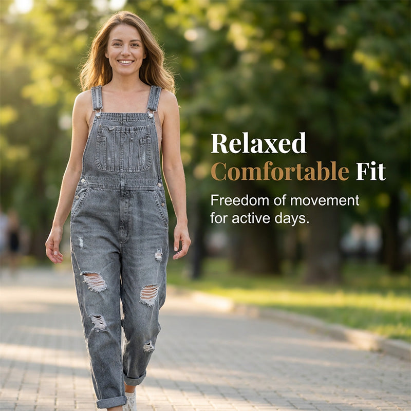 🎁 BUY 2 GET 1 FREE – Women's Casual Distressed Denim Jumpsuit, Relaxed One-Piece with Trendy Ripped Details for Everyday Style