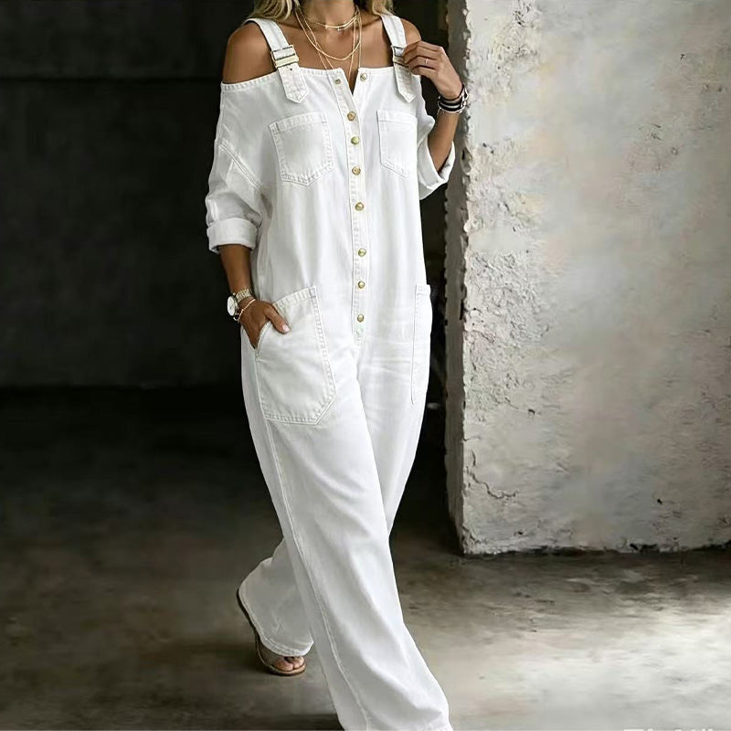 ⏳LIMITED-TIME 50% OFF!🔥 Loose Fit Wide-Leg Overall Jumpsuit with Pockets – Effortless Comfort & Style ✨