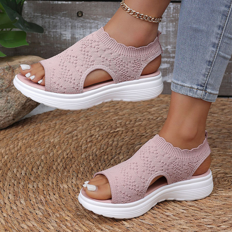 💐 Women's Breathable Knit Platform Sandals – Air-permeable knit upper, cushioned sole & lightweight comfy summer footwear ✨