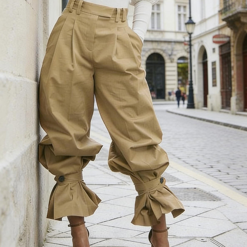 👖 LIMITED-TIME 50% OFF! ✨ Women's Pleated Lantern Pants – Ruffled Cuffs, Drawstring Waist, Flow Wide-Leg 🌸