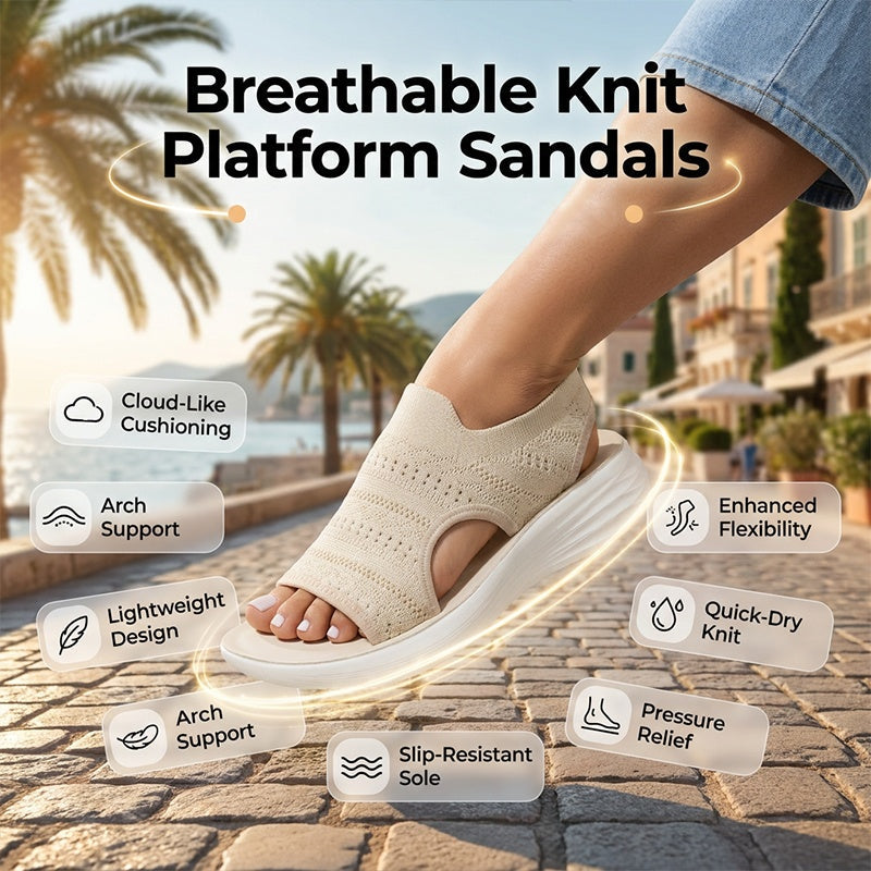 🎁Hot Sale 50% OFF⏳Women's Breathable Knit Platform Sandals