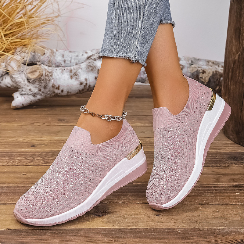 Women's Rhinestone Butterfly Slip-On Sneakers
