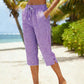 Gingham Capri Pants – Drawstring Comfort & Breathable Cotton-Linen