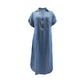 👗👖 Denim maxi dress with V-neck and zipper