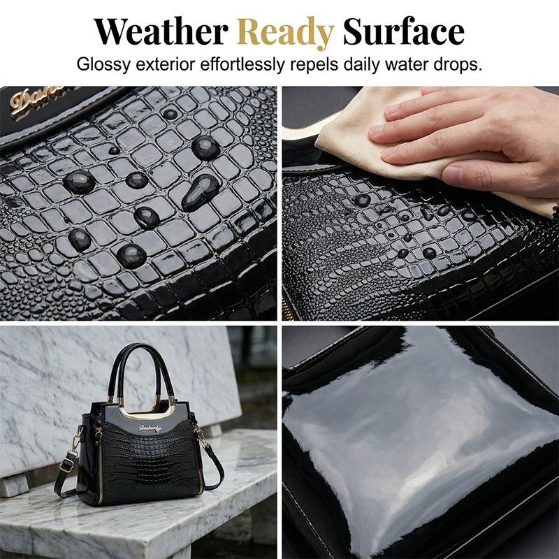 💎2026 Hot Sale✨Women's Vintage Glossy Croc-Embossed Handbag – Chic, Spacious & Effortlessly Elegant