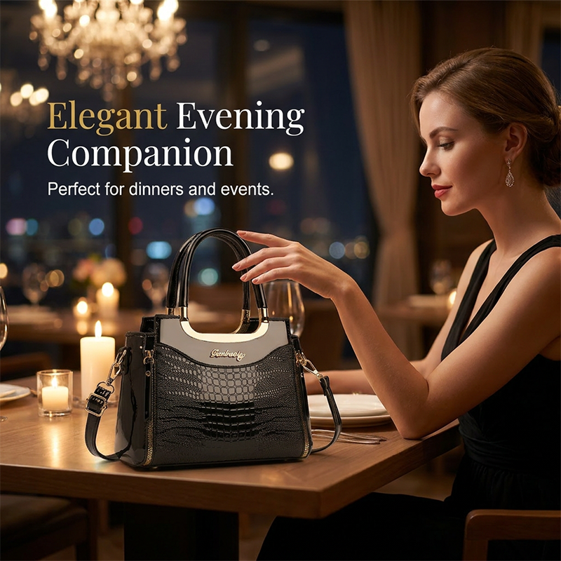 💎2026 Hot Sale✨Women's Vintage Glossy Croc-Embossed Handbag – Chic, Spacious & Effortlessly Elegant