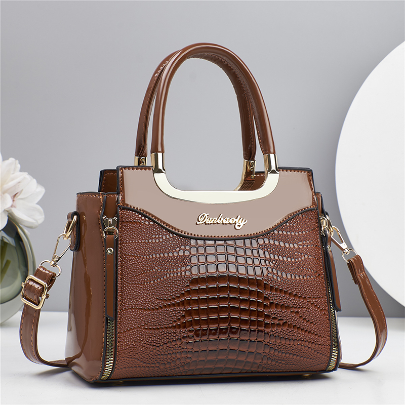 💎2026 Hot Sale✨Women's Vintage Glossy Croc-Embossed Handbag – Chic, Spacious & Effortlessly Elegant