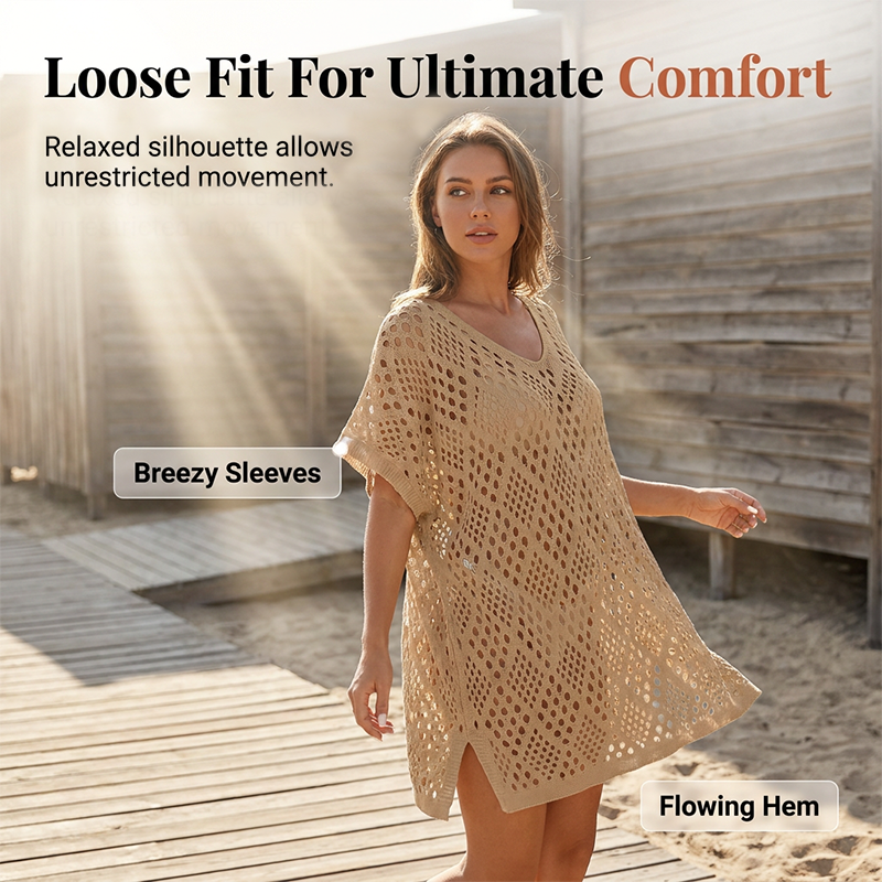 Women's Stylish Openwork Woven Loose-Fit Tunic