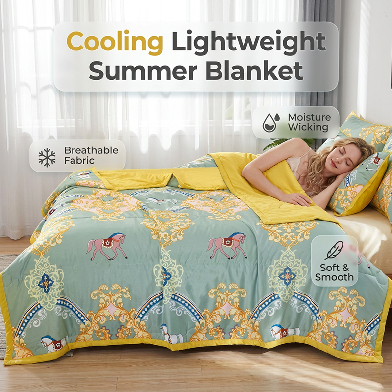 Floral Printed Lightweight Summer Quilt Quilted Blanket