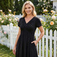 Women's V-Neck Cross-Front Pleated Dress