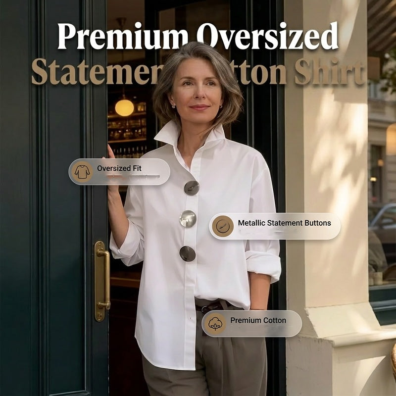 Women’s Oversized Button Stand Collar Shirt