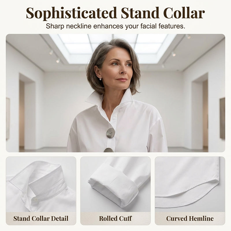 Women’s Oversized Button Stand Collar Shirt