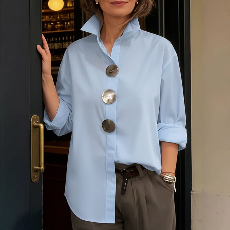 Women’s Oversized Button Stand Collar Shirt