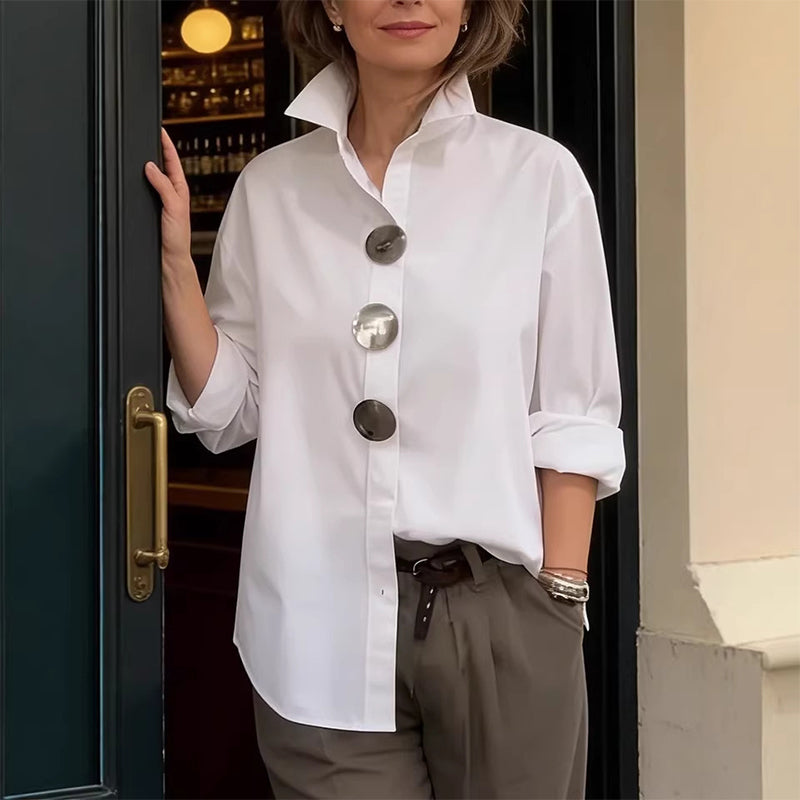 Women’s Oversized Button Stand Collar Shirt