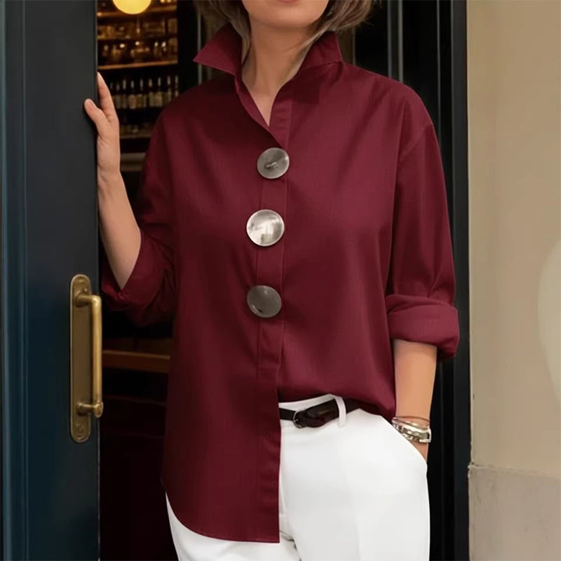 Women’s Oversized Button Stand Collar Shirt