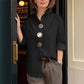 Women’s Oversized Button Stand Collar Shirt