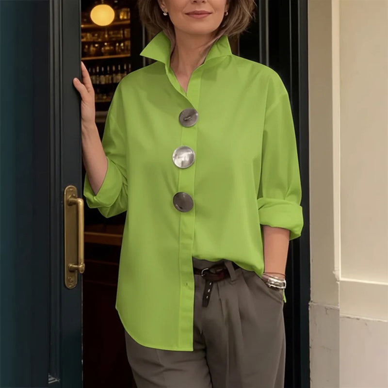 Women’s Oversized Button Stand Collar Shirt